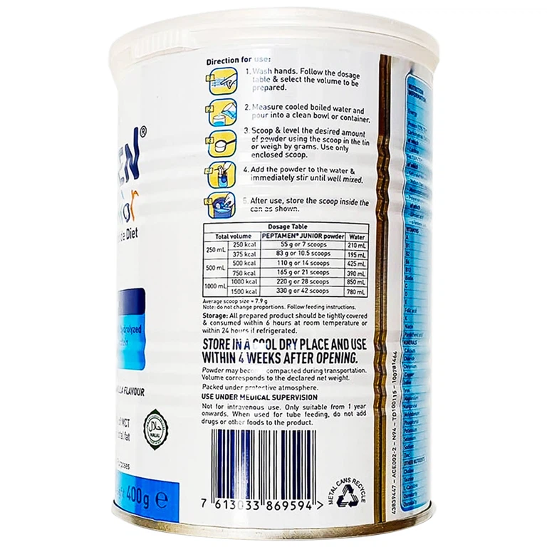 Sữa Peptamen Junior Nestlé bổ sung dinh dưỡng chuyên biệt cho bệnh nhi suy yếu trên 1 tuổi (400g)