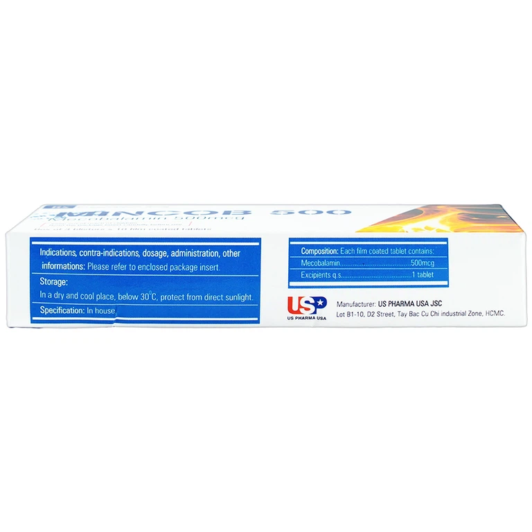 Viên nén Mincob 500 Usp điều trị và dự phòng thiếu Vitamin B12 (3 vỉ x 10 viên)