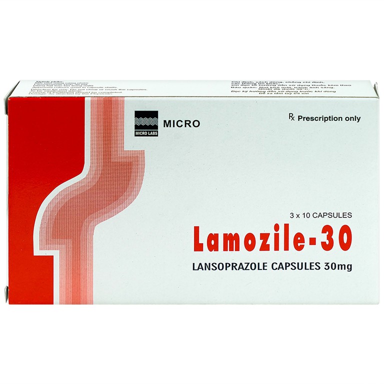 Viên nang cứng Lamozile 30 Micro điều trị loét tá tràng, loét dạ dày, viêm thực quản (3 vỉ x 10 viên) 