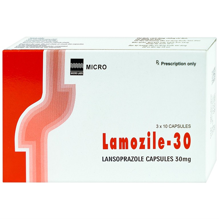 Viên nang cứng Lamozile 30 Micro điều trị loét tá tràng, loét dạ dày, viêm thực quản (3 vỉ x 10 viên) 