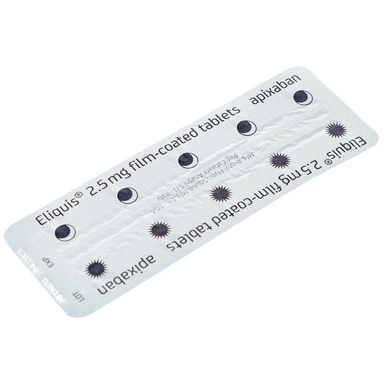 Thuốc Eliquis 2.5mg Pfizer phòng ngừa biến cố thuyên tắc huyết khối tĩnh mạch, đột quỵ (20 viên)
