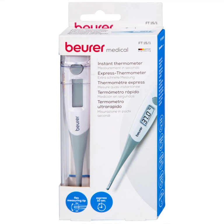 Nhiệt kế đầu mềm Beurer FT15 đo nhiệt độ nhanh trong khoảng 10 giây