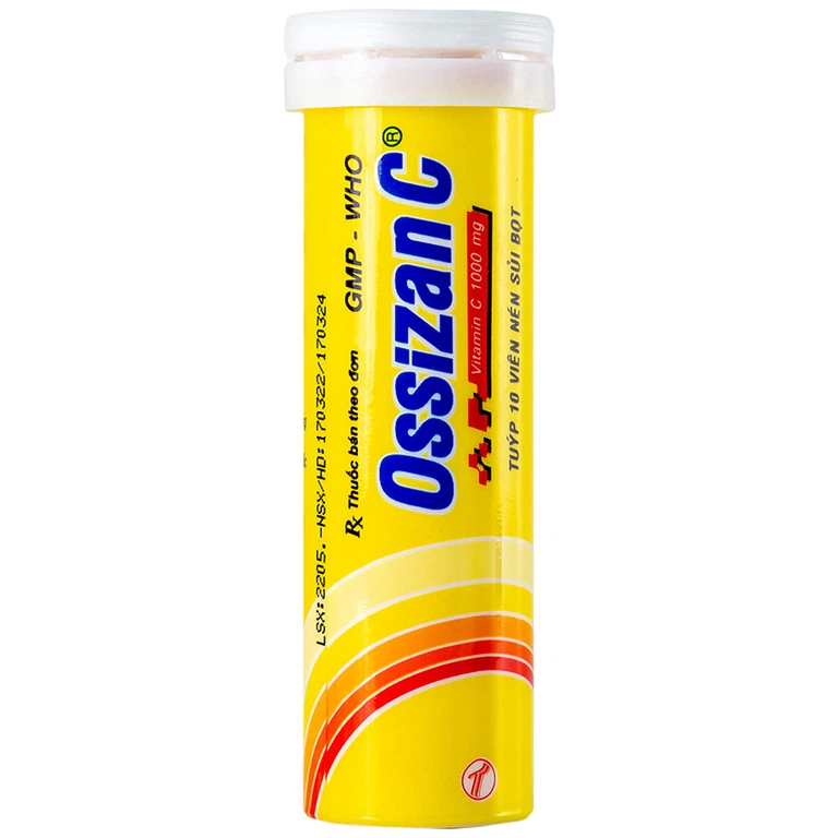 Viên sủi Ossizan C 1000mg Trường Thọ điều trị thiếu hụt vitamin C (10 viên)