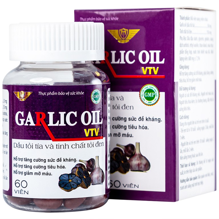 Viên dầu tỏi đen Garlics Oil VTV hỗ trợ tăng cường sức đề kháng (60 viên)