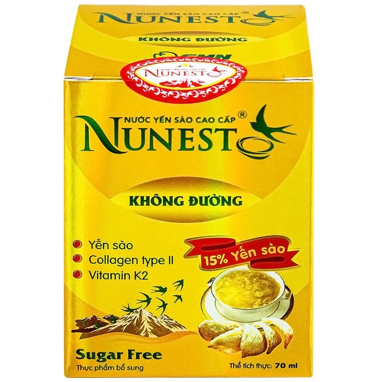 Nước Yến Sào cao cấp Nunest 15% không đường, giúp bồi bổ cơ thể, tăng cường sức khỏe (70ml)