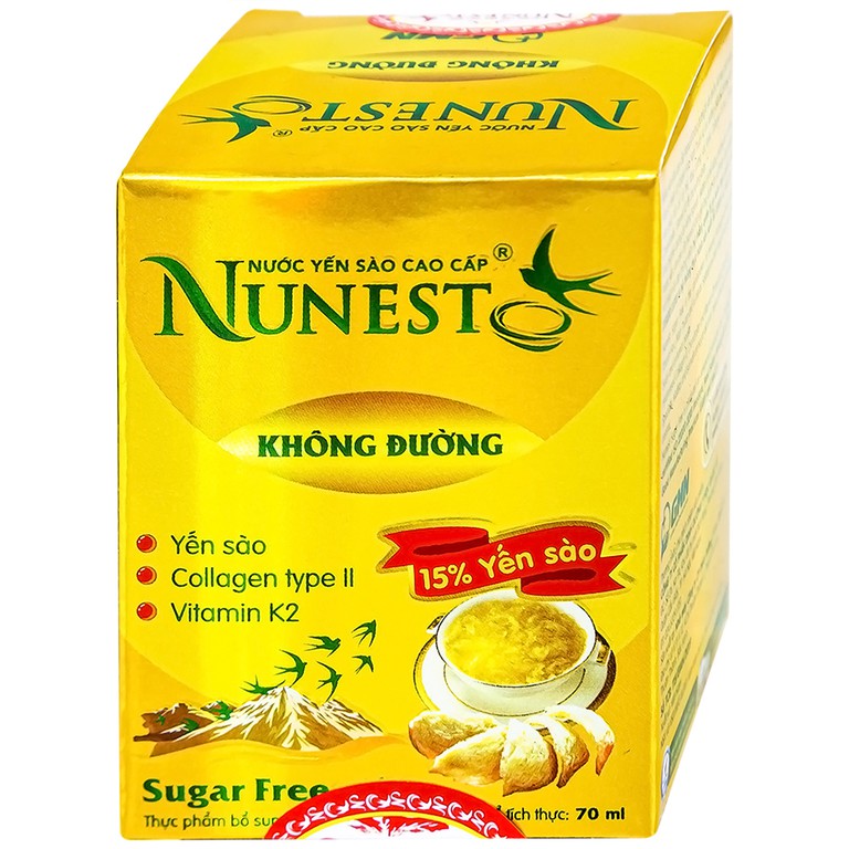 Nước Yến Sào cao cấp Nunest 15% không đường, giúp bồi bổ cơ thể, tăng cường sức khỏe (70ml)