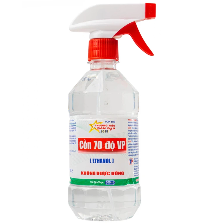 Cồn 70 độ Vĩnh Phúc có vòi xịt diệt khuẩn dụng cụ y tế, bề mặt trong y tế (500ml)