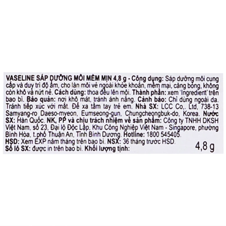 Sáp dưỡng môi mềm mịn Vaseline Lip Therapy Original cung cấp và duy trì độ ẩm cho môi (4,8g)