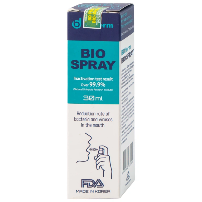 Men vi sinh kháng khuẩn dạng xịt BDFerm Bio - Spray 30ml ngăn ngừa các bệnh hô hấp