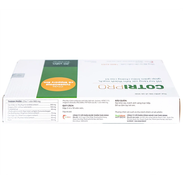 Viên uống Cotripro Thái Minh hỗ trợ tăng sức bền thành mạch, giảm triệu chứng của trĩ (2 vỉ x 10 viên)