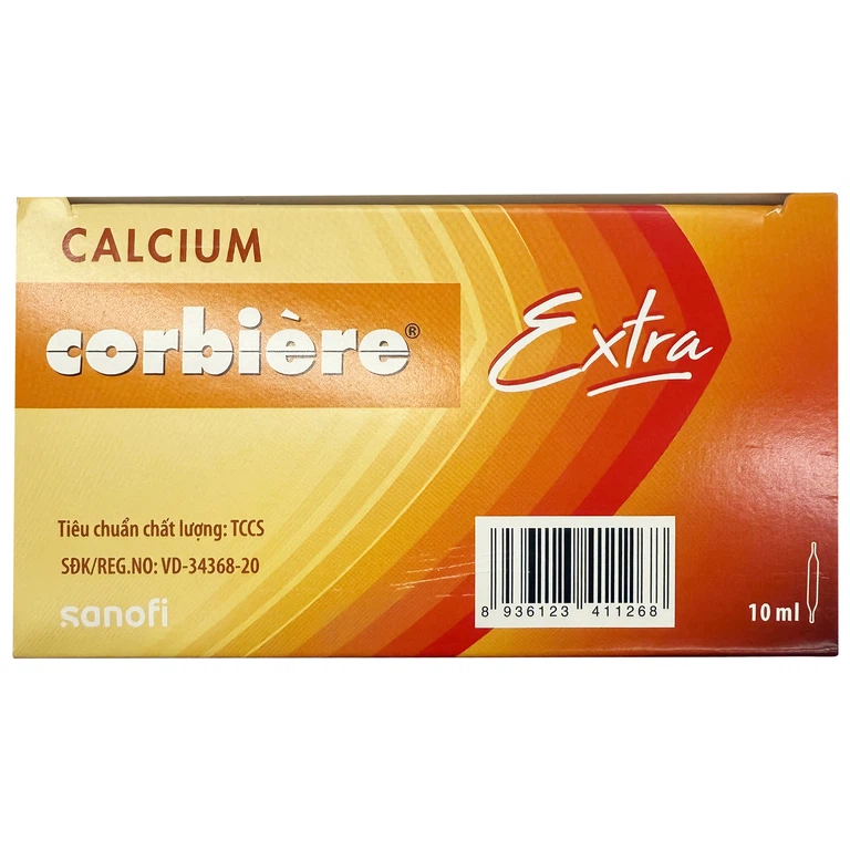 Dung dịch uống Calcium Corbière Extra Sanofi bổ sung canxi, hỗ trợ điều trị loãng xương (3 vỉ x 10 ống x 10ml)