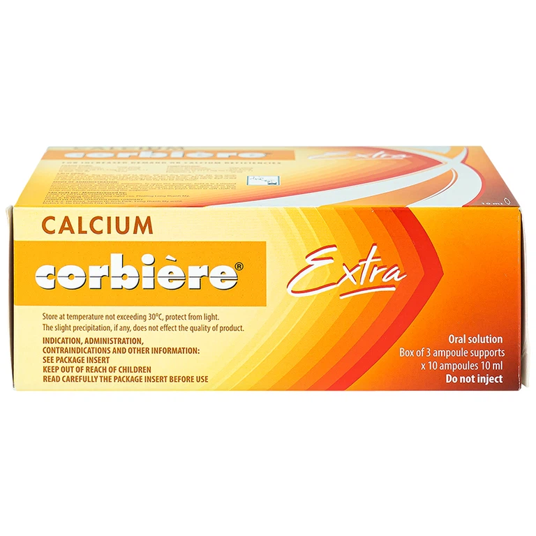 Dung dịch uống Calcium Corbière Extra Sanofi bổ sung canxi, hỗ trợ điều trị loãng xương (3 vỉ x 10 ống x 10ml)