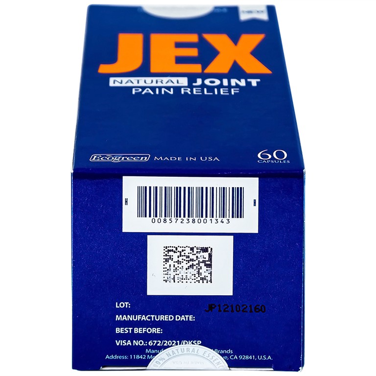 Viên uống Jex Ecogreen hỗ trợ giảm đau trong thoái hoá khớp, viêm khớp (60 viên)