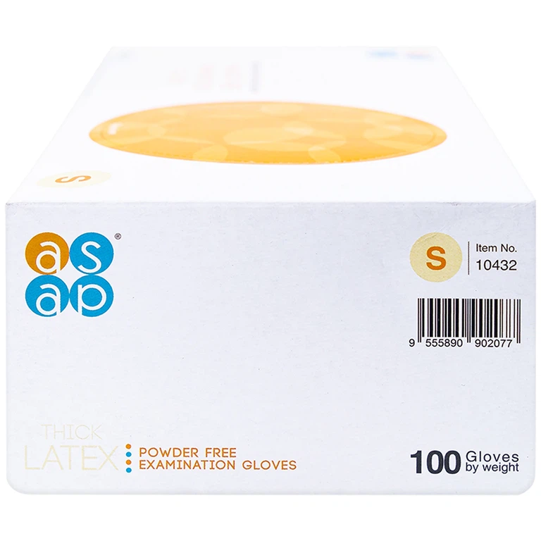 Găng tay cao su y tế không bột Size S Polymer Latex Asap Powder Free Examination Gloves (100 cái)