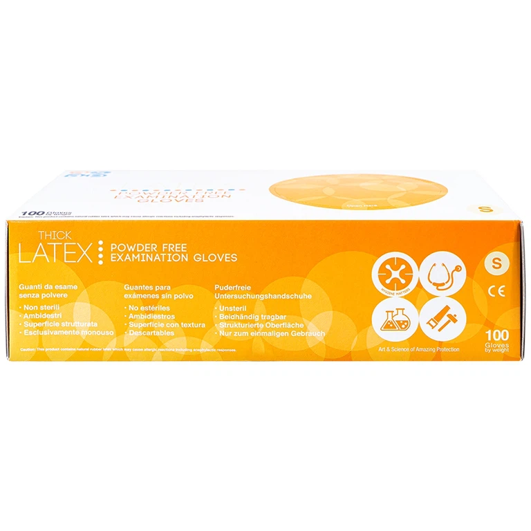 Găng tay cao su y tế không bột Size S Polymer Latex Asap Powder Free Examination Gloves (100 cái)