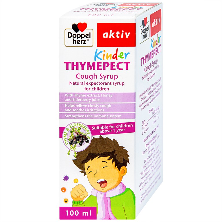 Siro Kinder Thymepect Doppelherz hỗ trợ giảm ho do có đờm, giảm kích ứng đường hô hấp (100ml)