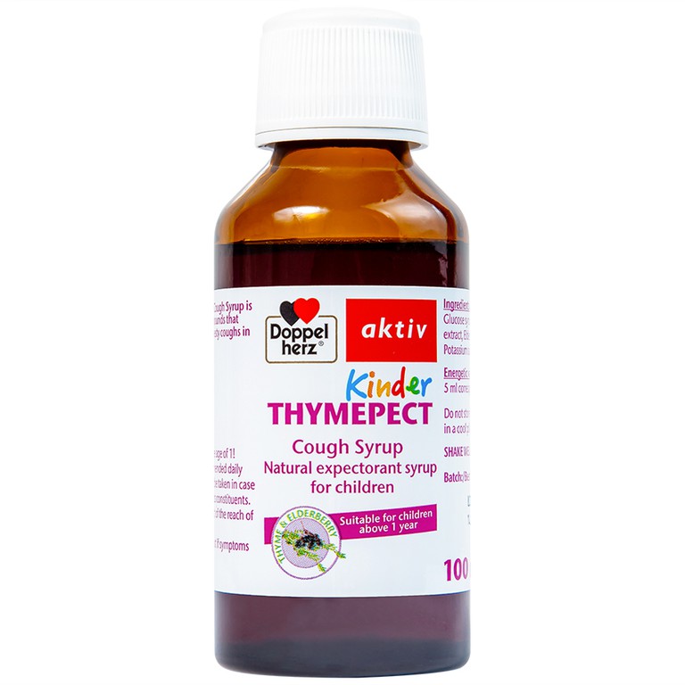 Siro Kinder Thymepect Doppelherz hỗ trợ giảm ho do có đờm, giảm kích ứng đường hô hấp (100ml)