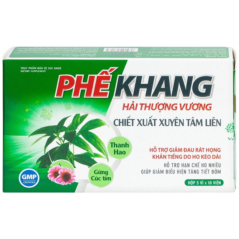 Viên uống Phế Khang Hải Thượng Vương Vesta hỗ trợ giảm đau rát họng, khản tiếng do ho kéo dài (3 vỉ x 10 viên)
