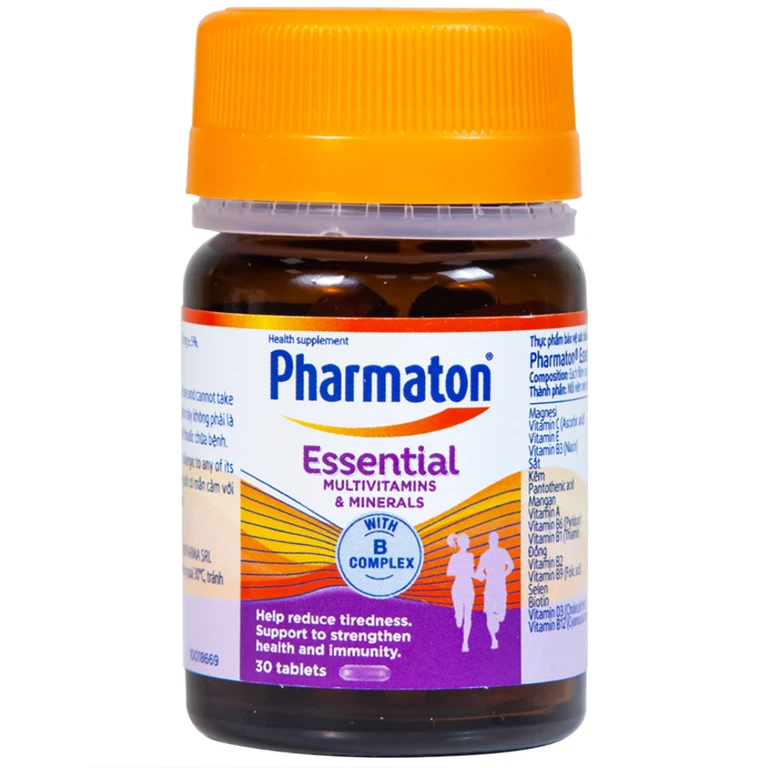 Viên uống Pharmaton Essential Multivitamins Minerals hỗn hợp Vitamin và khoáng chất, tăng cường sức khỏe (30 viên)  