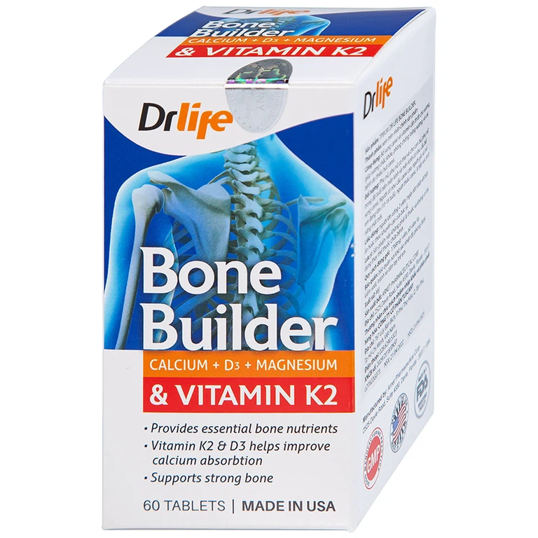 Viên uống Bone Builder Drlife bổ sung canxi và vitamin cho xương (60 viên)