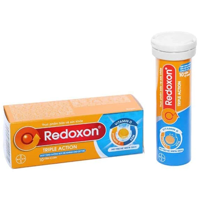 Viên sủi Redoxon Triple Action Bayer bổ sung vitamin C, D và kẽm giúp nâng cao sức đề kháng (10 viên)