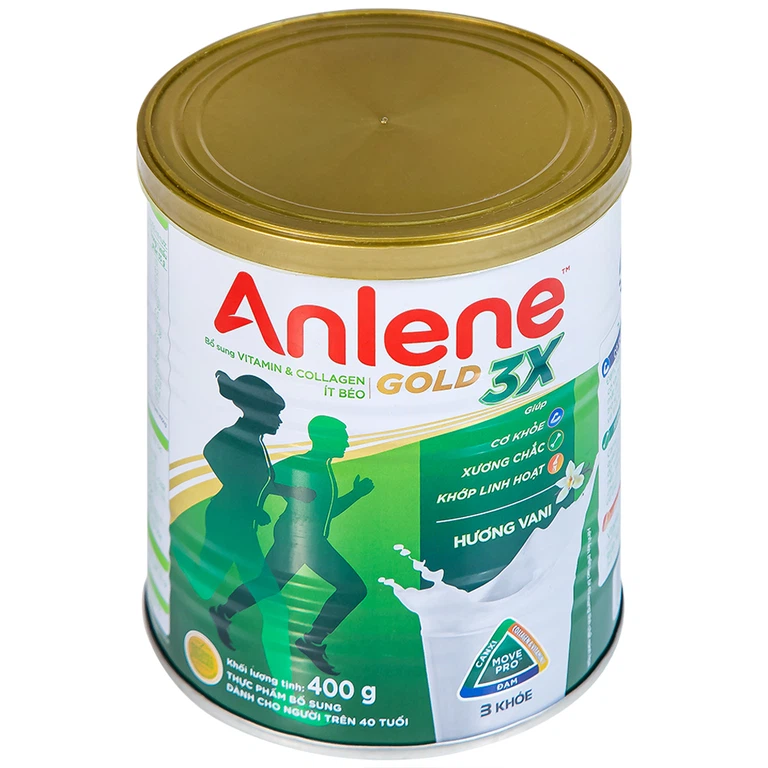 Sữa Anlene Gold 3X hương vani hỗ trợ cơ khỏe, xương chắc, khớp linh hoạt (400g)