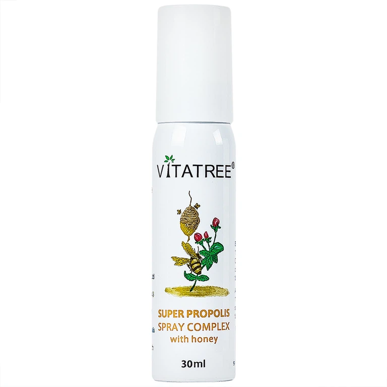 Xịt keo ong Vitatree Super Propolis Spray Complex With Honey hỗ trợ chống oxy hóa, giảm đau rát họng (30ml)