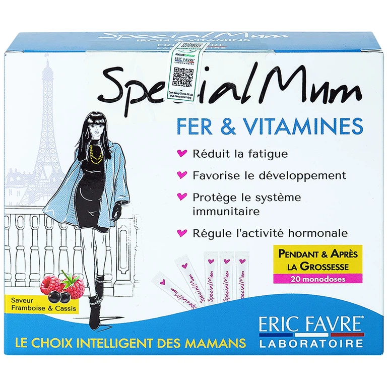 Dung dịch uống Special Mum Iron & Vitamins Eric Favre bổ sung sắt và vitamin (20 gói)