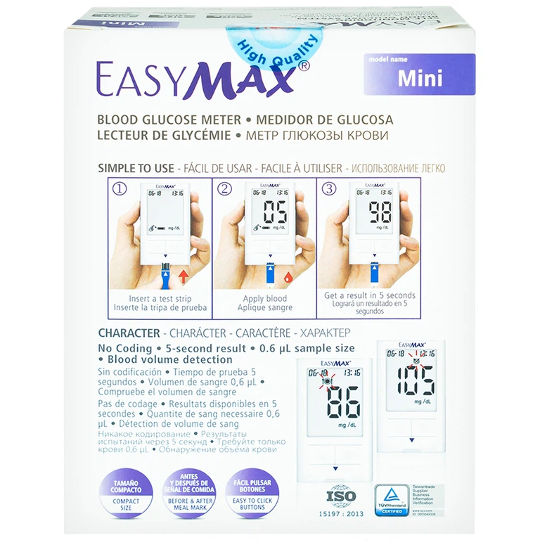 Má́y thử đường huyết Easy Max Mini hỗ trợ đo lượng đường trong máu