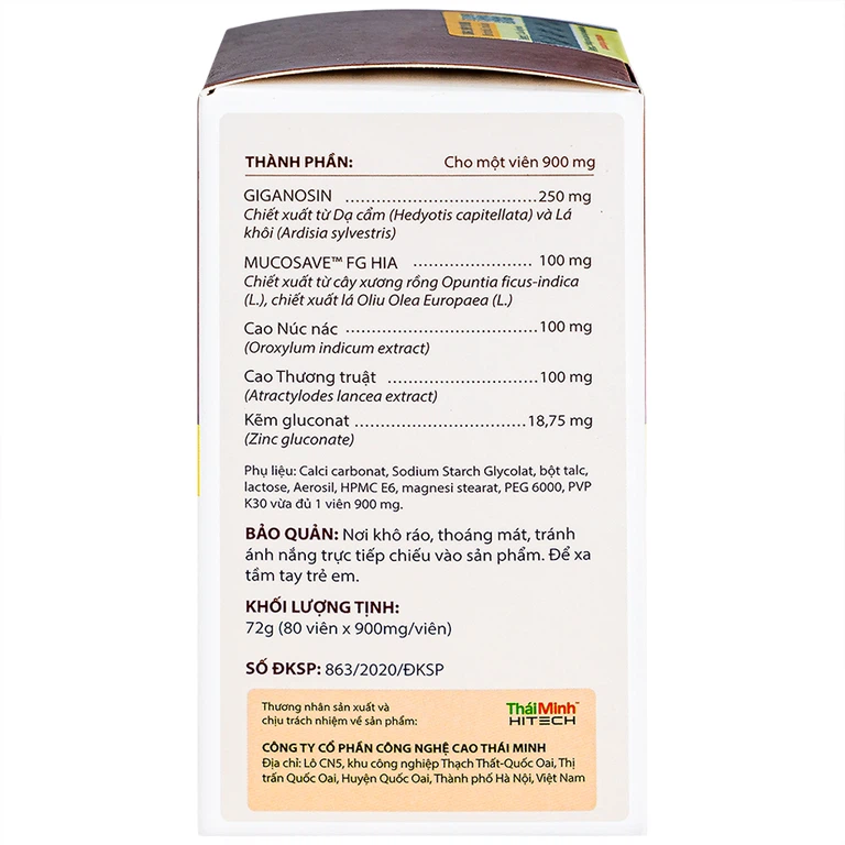Viên uống Bình Vị Thái Minh hỗ trợ giảm acid dịch vị, giúp bảo vệ niêm mạc dạ dày (80 viên)