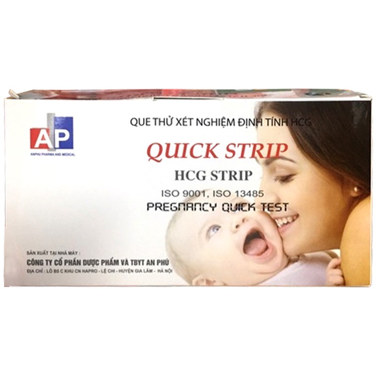 Que thử thai Quickstrip Hcg Strip An Phú phát hiện sớm thai kỳ 7 - 10 ngày sau khi thụ thai