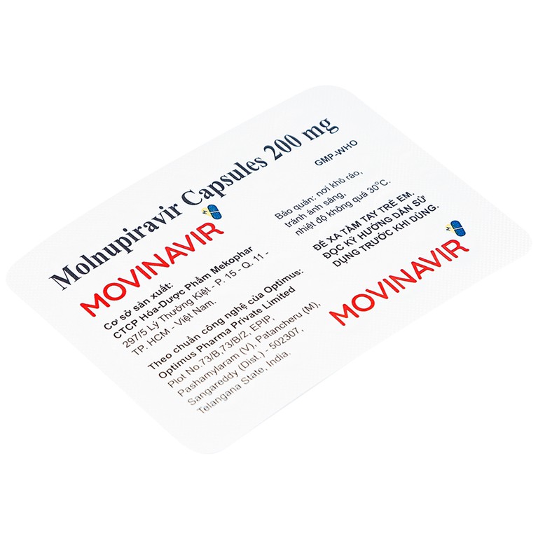 Thuốc Movinavir 200mg Mekophar điều trị Covid-19 mức độ nhẹ đến trung bình (10 vỉ x 10 viên)