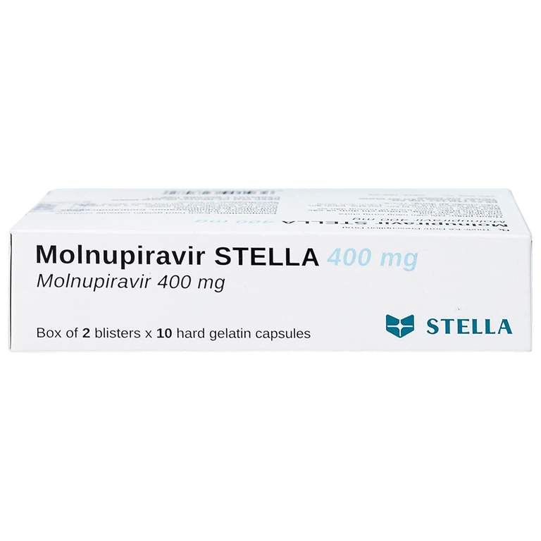 Thuốc Molnupiravir Stella 400mg điều trị Covid-19 mức độ nhẹ đến trung bình (2 vỉ x 10 viên)