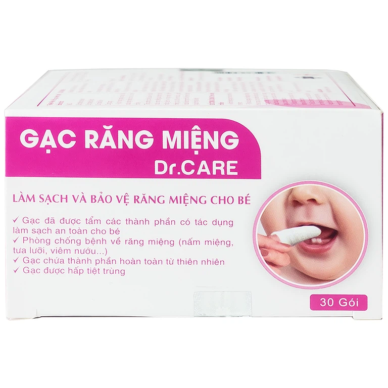 Gạc răng miệng Dr. Care Quang Xanh làm sạch lưỡi, nướu, răng, miệng cho trẻ từ sơ sinh trở lên (30 gói)