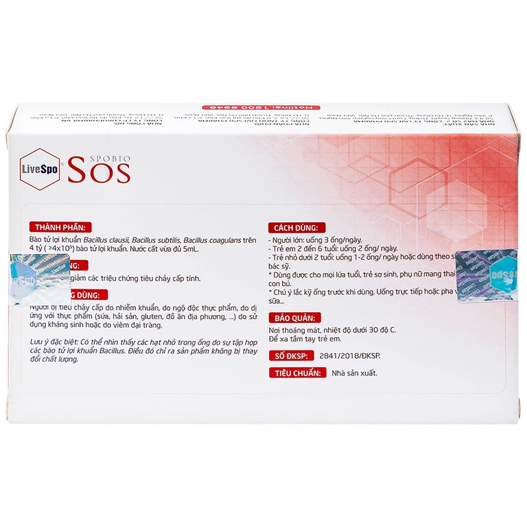 Bào tử lợi khuẩn Livespo Spobio Sos hỗ trợ làm giảm tiêu chảy cấp (10 ống x 5 ml)