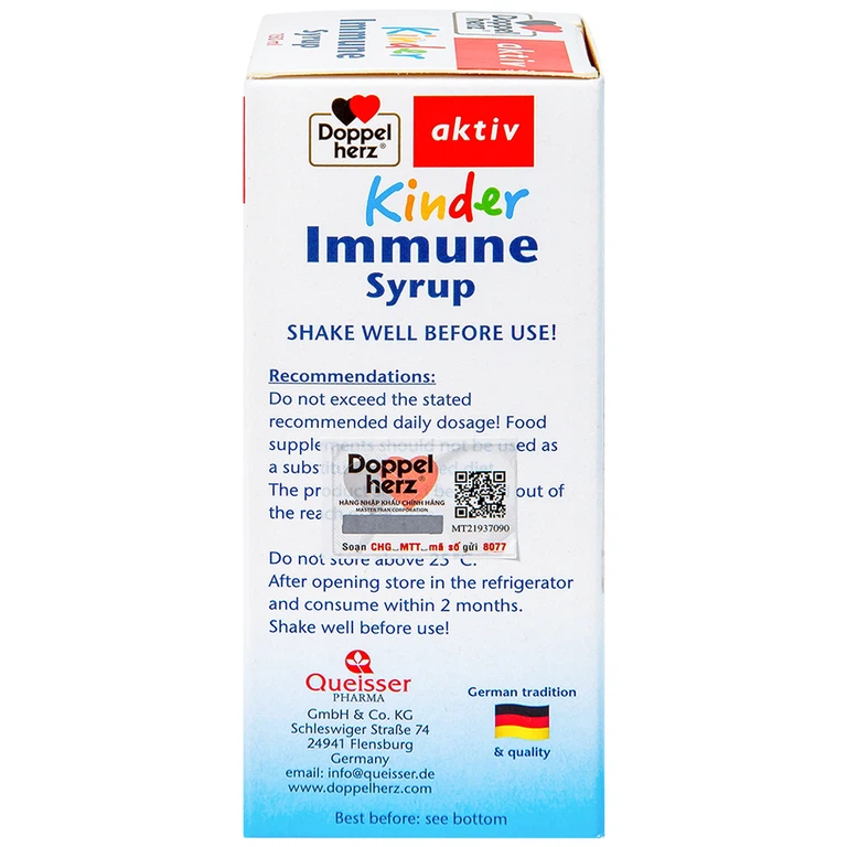 Siro Kinder Immune Doppelherz Aktiv cung cấp các vitamin và khoáng chất (150ml)