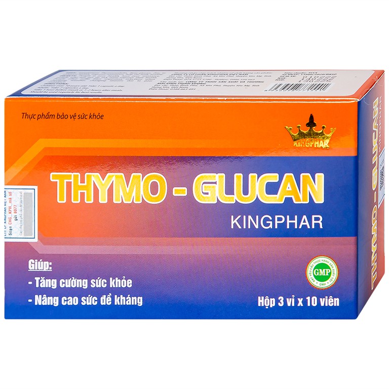 Viên uống Thymo-Glucan Kingphar nâng cao sức đề kháng, giúp cơ thể khỏe mạnh (3 vỉ x 10 viên) 