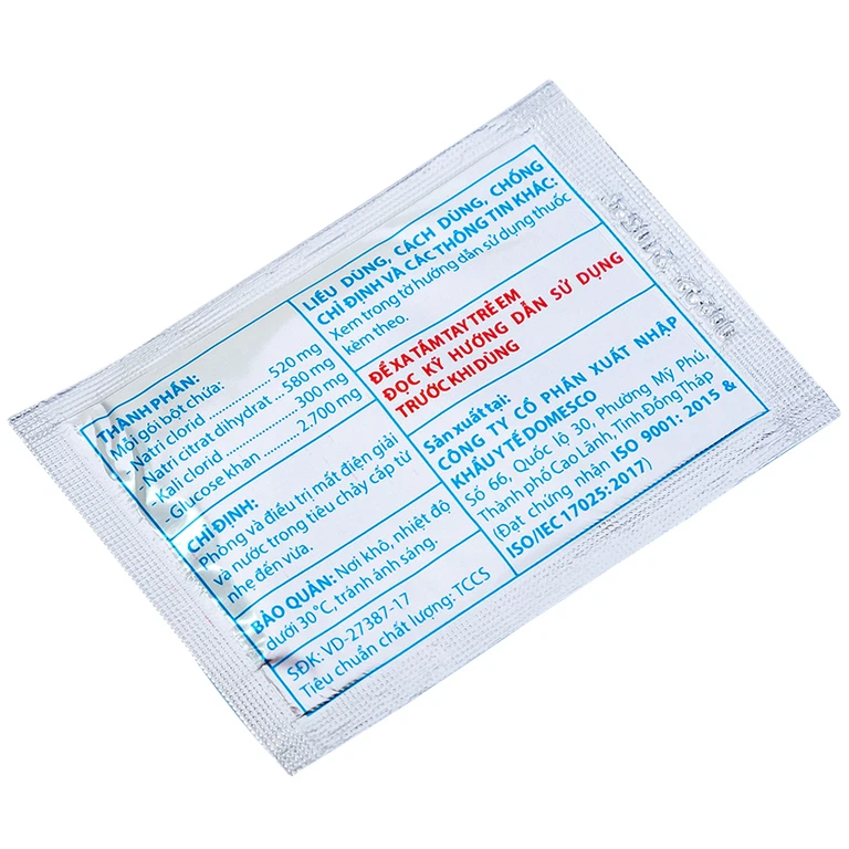 Bột pha uống Oresol 245 Domesco phòng và điều trị mất điện giải và nước trong tiêu chảy (20 gói)