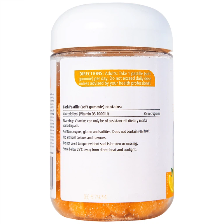 Viên nhai Vita Gummies Vitamin D3 1000IU Nature's Way hỗ trợ giúp hấp thu canxi (120 viên)