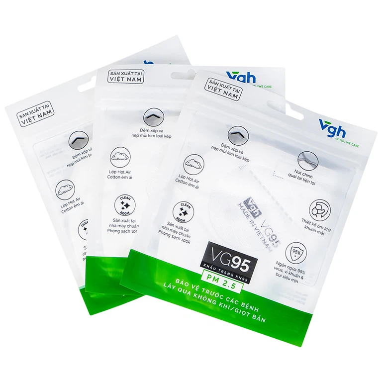 Khẩu trang 5 lớp VG95 ngăn ngừa dị vật, bụi mịn và siêu mịn
