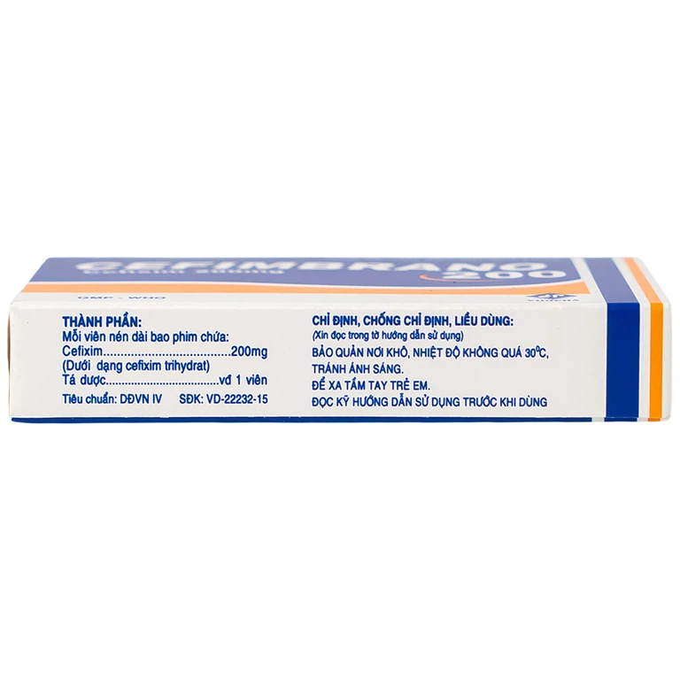 Thuốc Cefimbrano 200mg Vidipha điều trị nhiễm khuẩn (1 vỉ x 10 viên)