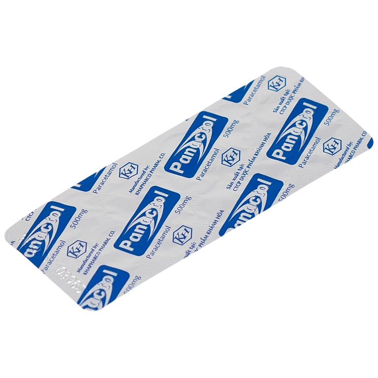 Viên nén Panactol 500mg Khapharco giảm đau, hạ sốt, điều trị đau đầu, đau răng (10 vỉ x 10 viên)