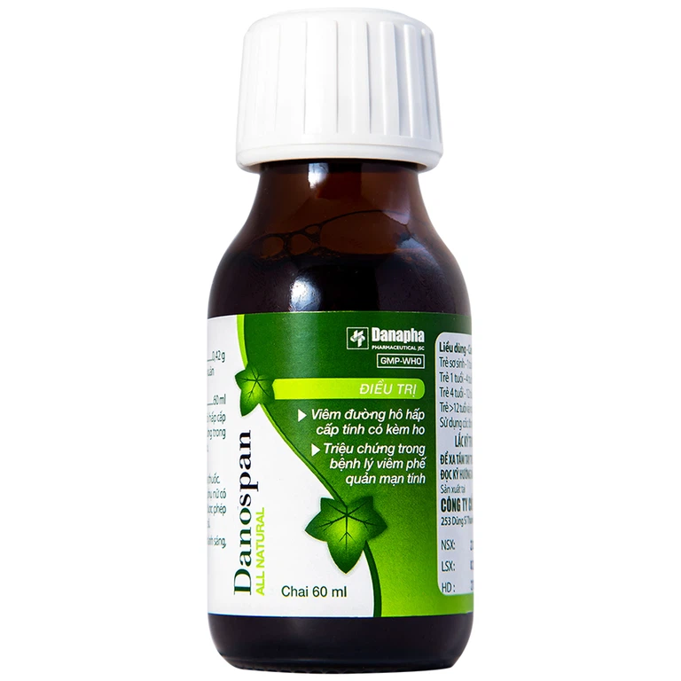 Dung dịch Danospan Danapha điều trị viêm đường hô hấp cấp tính có kèm ho (60ml)