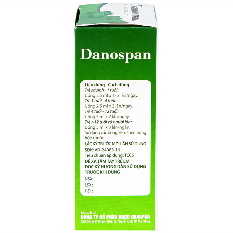 Dung dịch Danospan Danapha điều trị viêm đường hô hấp cấp tính có kèm ho (60ml)