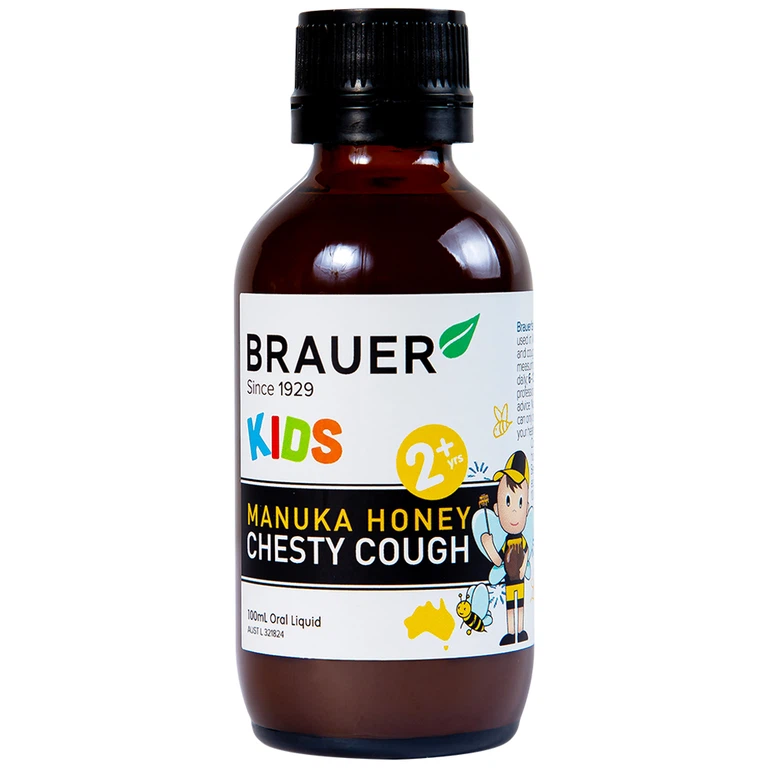 Siro Brauer Kids Manuka Honey Chesty Cough hỗ trợ tăng cường sức đề kháng, hạn chế ho nhiều (100ml)