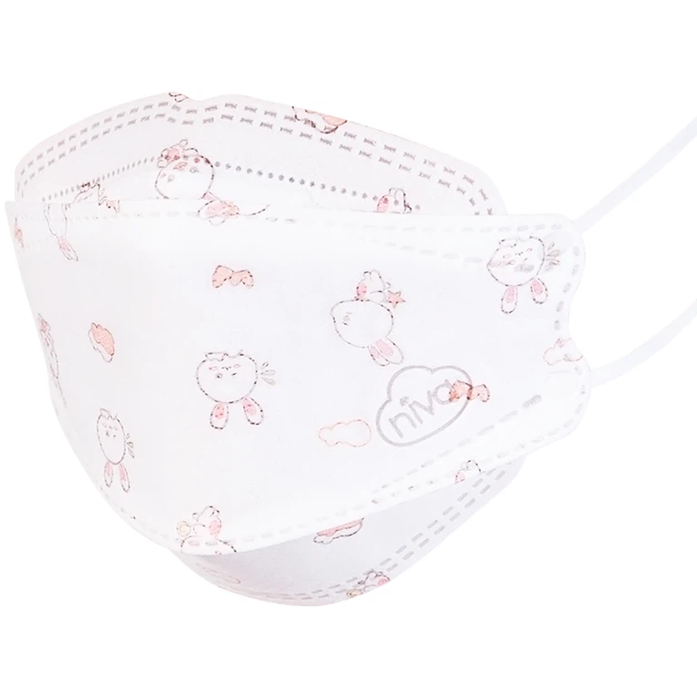 Khẩu trang 4D Kids Niva thoáng khí, ngăn chặn vi khuẩn, giọt bắn (25 cái)