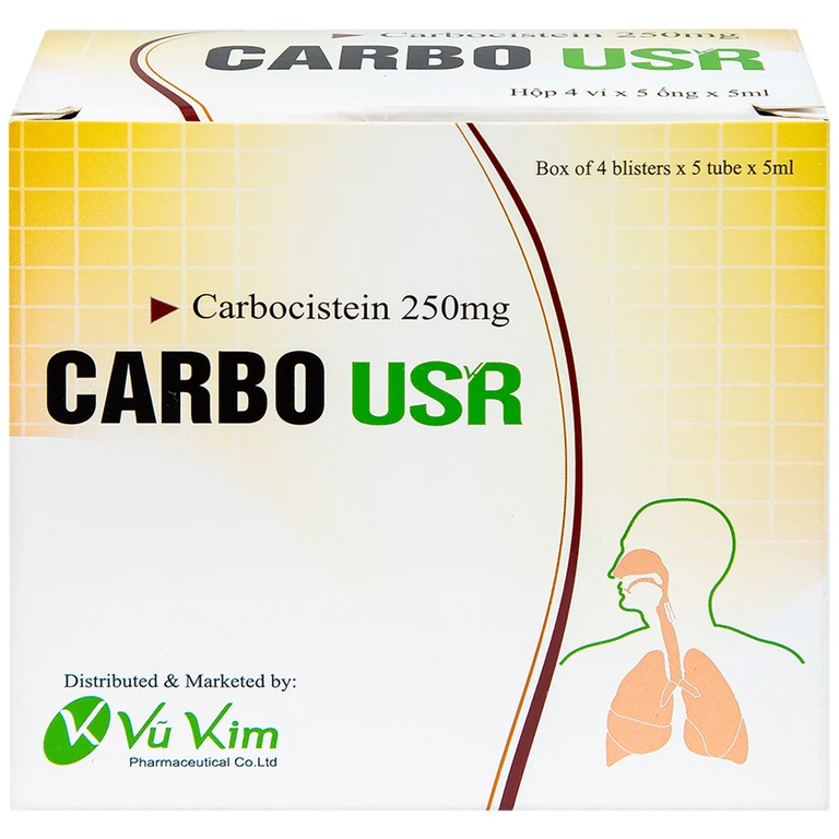 Thuốc Carbo USR 250mg Medisun điều trị rối loạn đường hô hấp (4 vỉ x 5 ống)