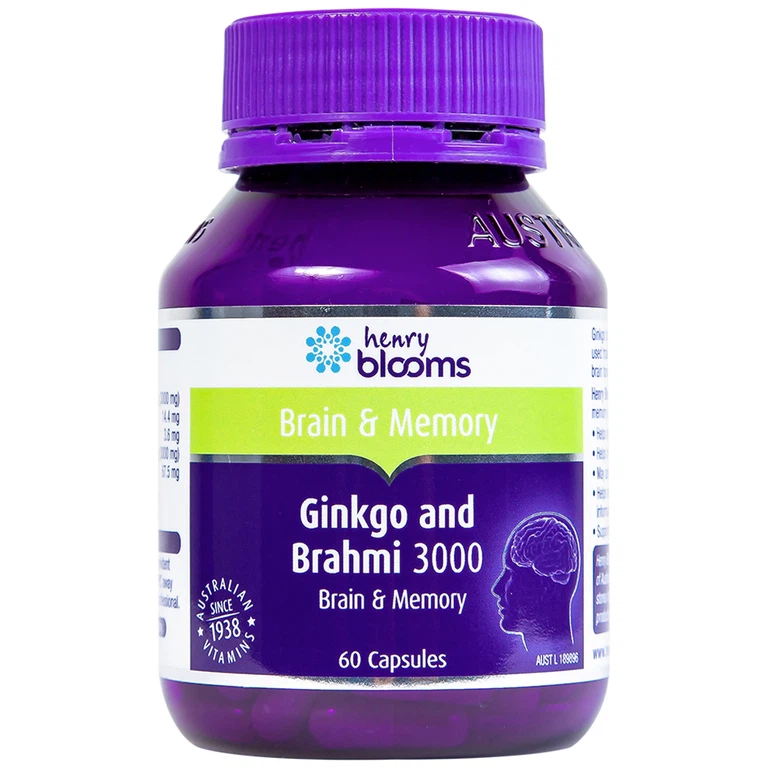 Viên uống Ginkgo And Brahmi 3000 Henry Blooms hỗ trợ hoạt huyết (60 viên)