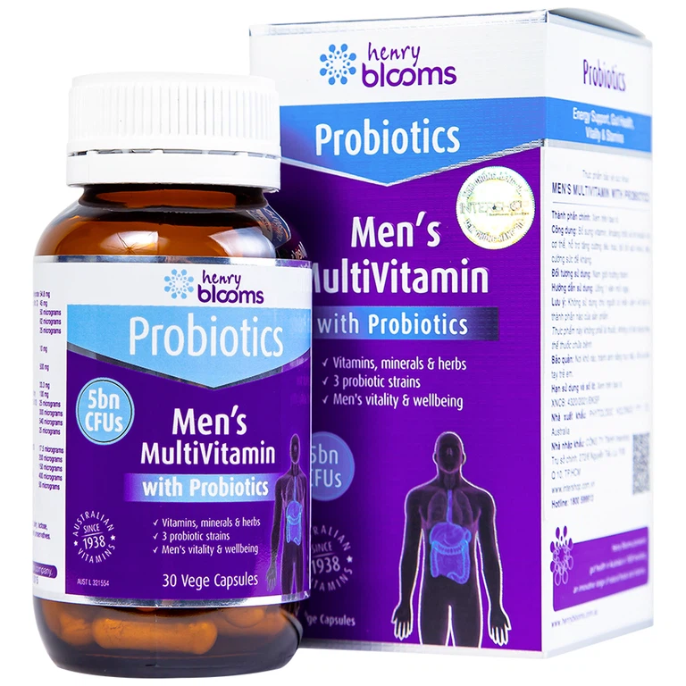 Viên uống Men's Multivitamin With Probiotics Henry Blooms cung cấp năng lượng và chất dinh dưỡng cần thiết (30 viên)