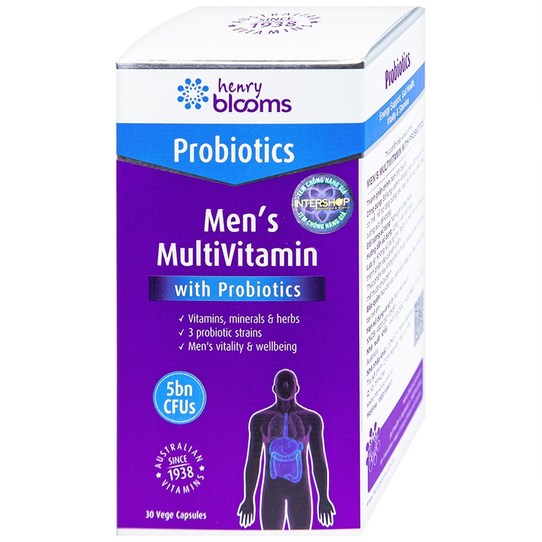 Viên uống Men's Multivitamin With Probiotics Henry Blooms cung cấp năng lượng và chất dinh dưỡng cần thiết (30 viên)
